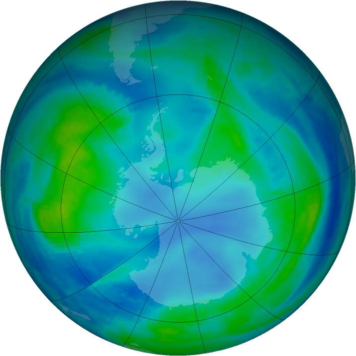 Antarctic ozone map for 14 May 2000